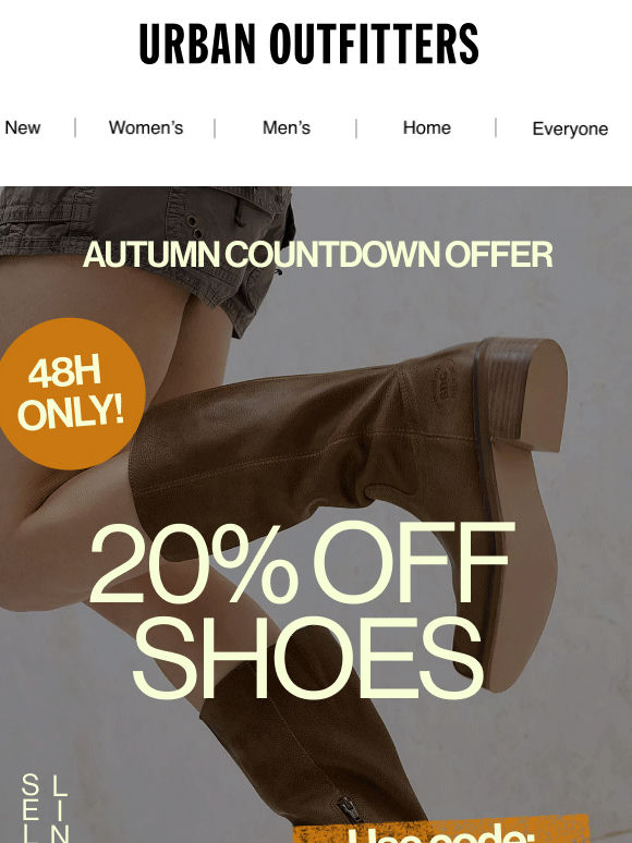 AUTUMN COUNTDOWN: 20% OFF SHOES. 48 hours only 🔊