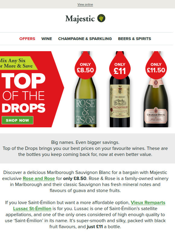 NEW Top of the Drops from £8.50: Sauvignon Blanc, St-Émilion & Graham Beck