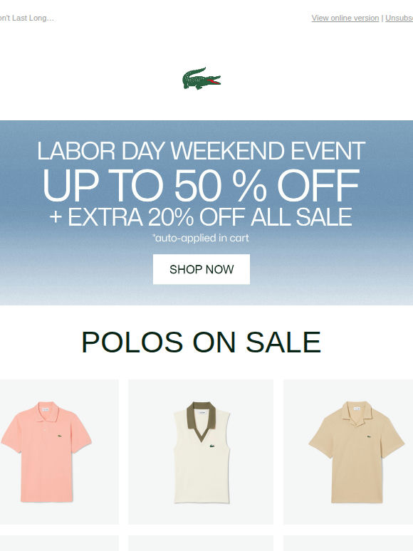 Extra 20% off Sale Polos