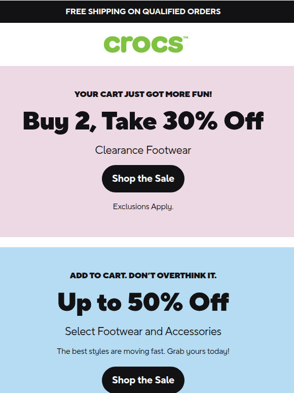 Up to 50% off! No overthinking necessary.