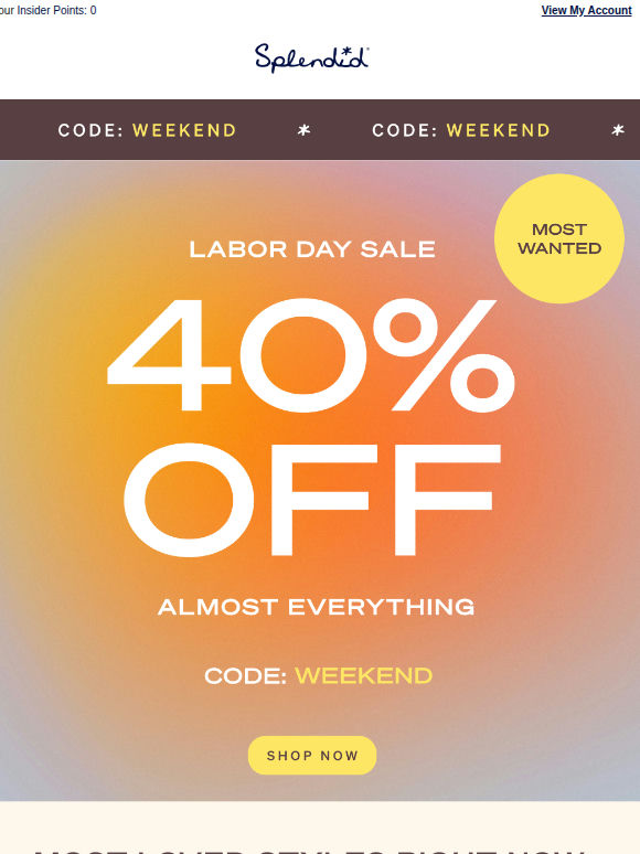Your Current Favorites: 40% OFF