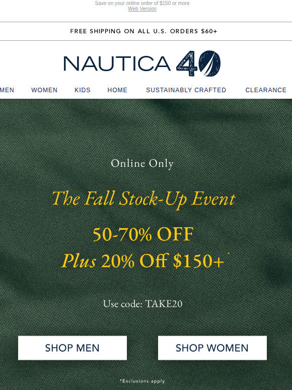 EXTRA 20% OFF when you stock up!