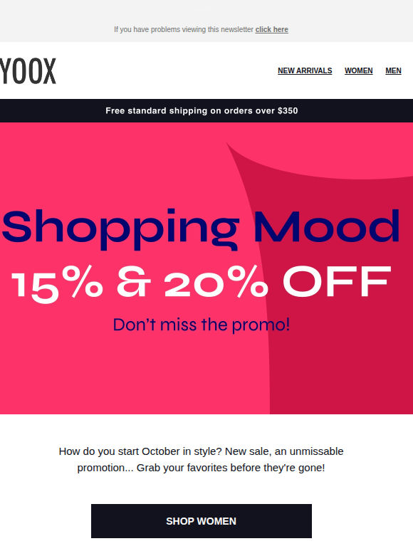 15% OFF and 20% OFF > Start October in style!