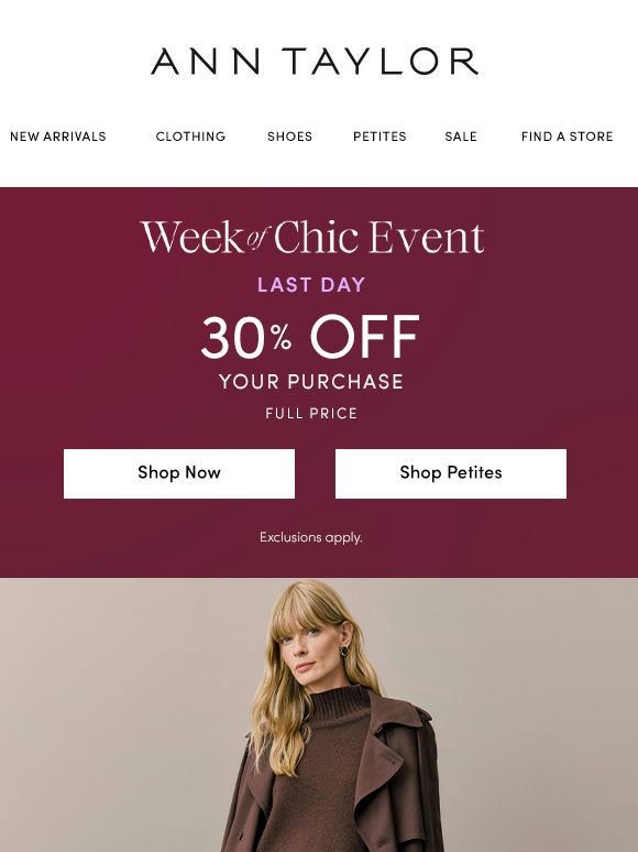 Week Of Chic Ends Tonight!
