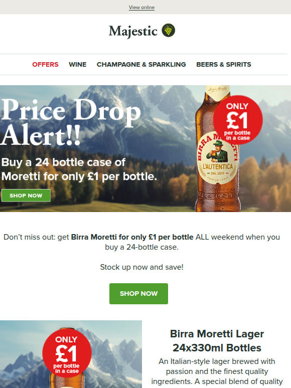 BIG Savings: £1 Birra Moretti all weekend