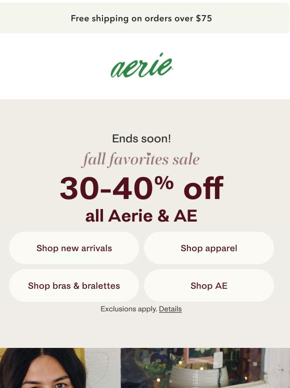 30-40% off Aerie & AE ends SOON 🏃‍♀️