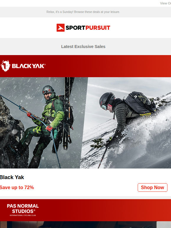 Up to 72% Off: Black Yak | Pas Normal Studios | Danish Endurance | New Balance | Van Life