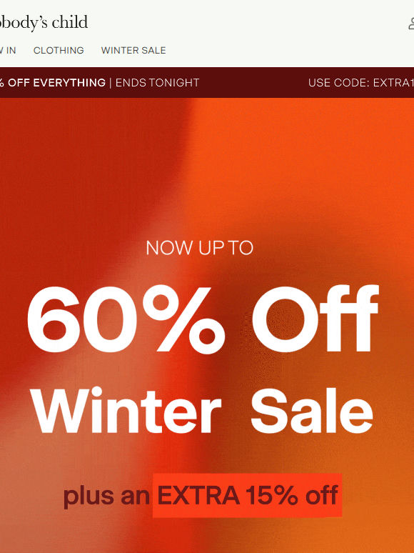 Extra 15% off everything