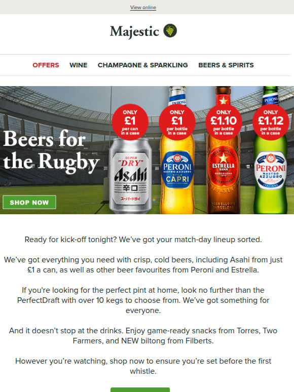 Beers for the rugby from only £1
