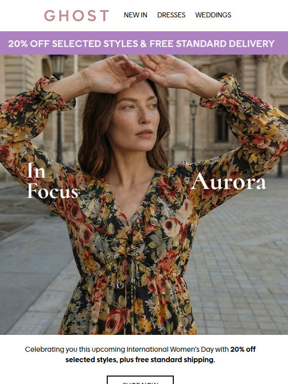 20% Off Selected Styles + Free Delivery