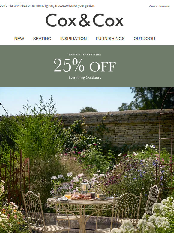 25% OFF everything outdoors, this week!