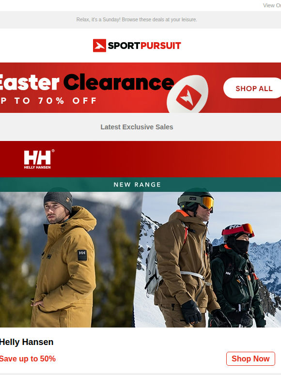 Up to 66% Off: Helly Hansen - New Range | Keen | Clif Nutrition | Camping Must Haves | Craft
