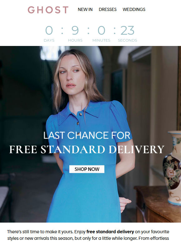 LAST CHANCE: Free Standard Delivery