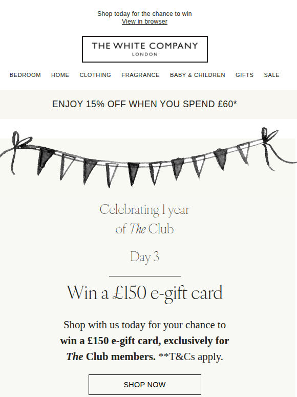 Day 3: 15% off and e-gift cards to be won