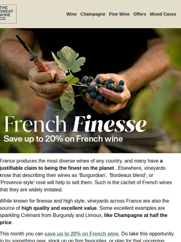 Save up to 20% on French wine