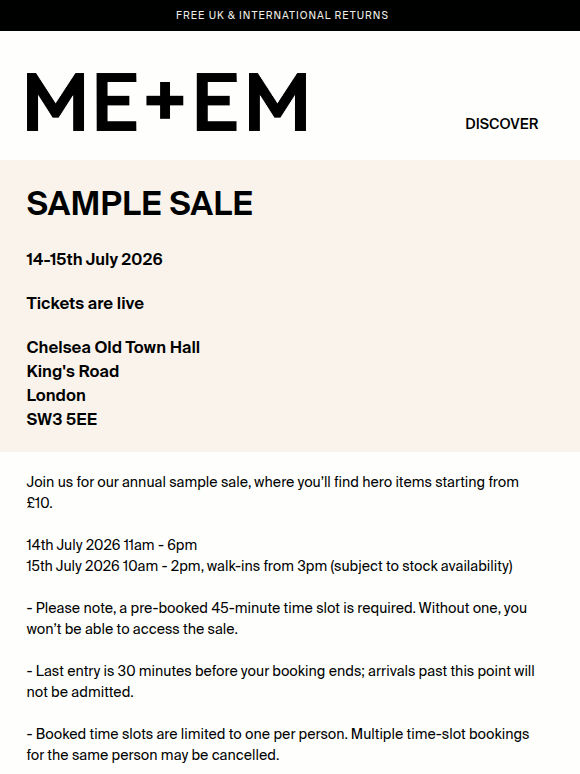 Sample Sale | Tickets Are Live
