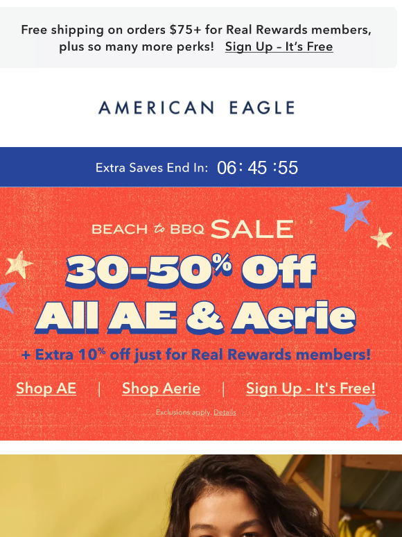 Extra 10% off + 30-50% off AE & Aerie ends today!