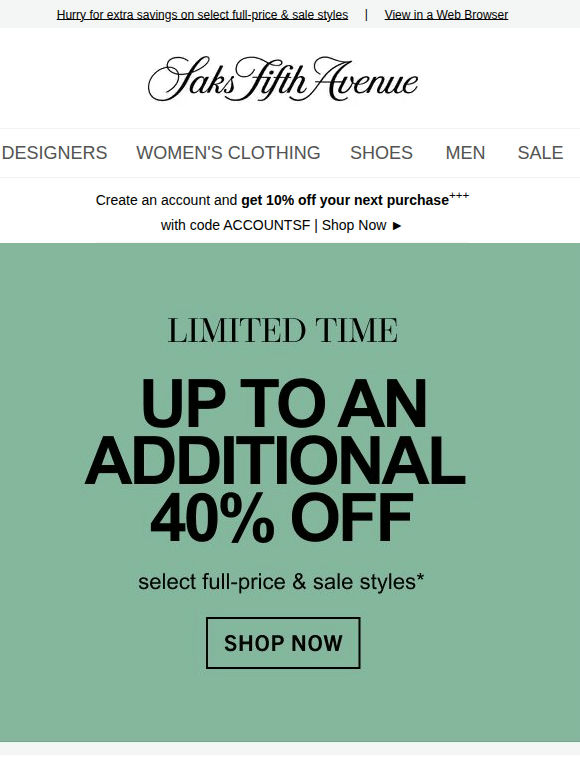 Ends tonight: up to an additional 40% off