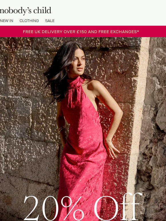 20% off dresses with big plans