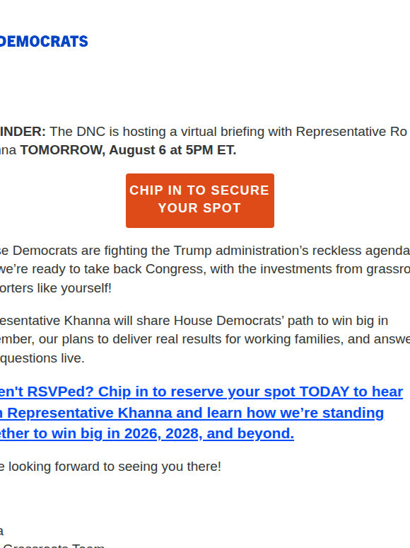 REMINDER: Join us for an exclusive conversation with Representative Ro Khanna TOMORROW