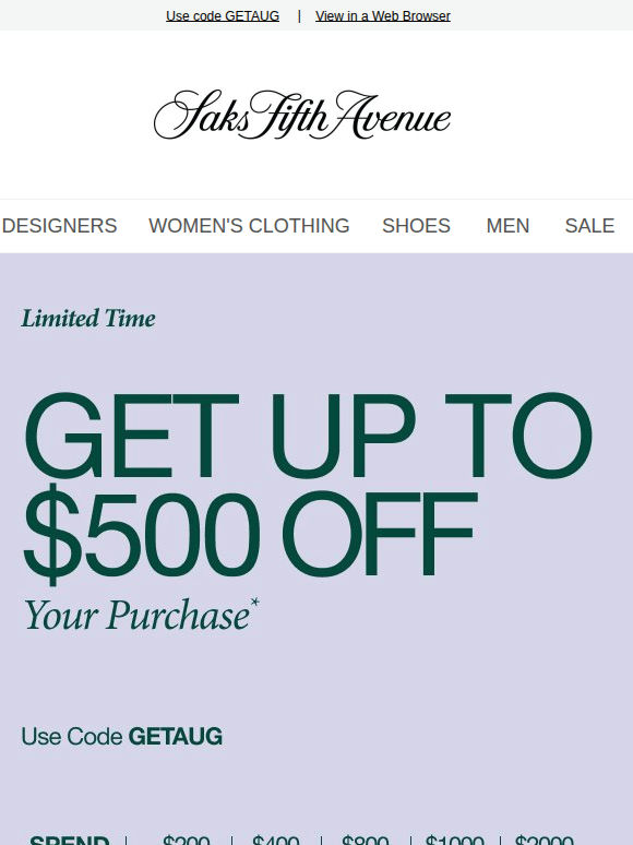 Limited time: Get up to $500 off your purchase