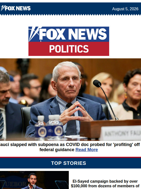 Fauci slapped with subpoena as COVID doc probed for 'profiting' off federal guidance