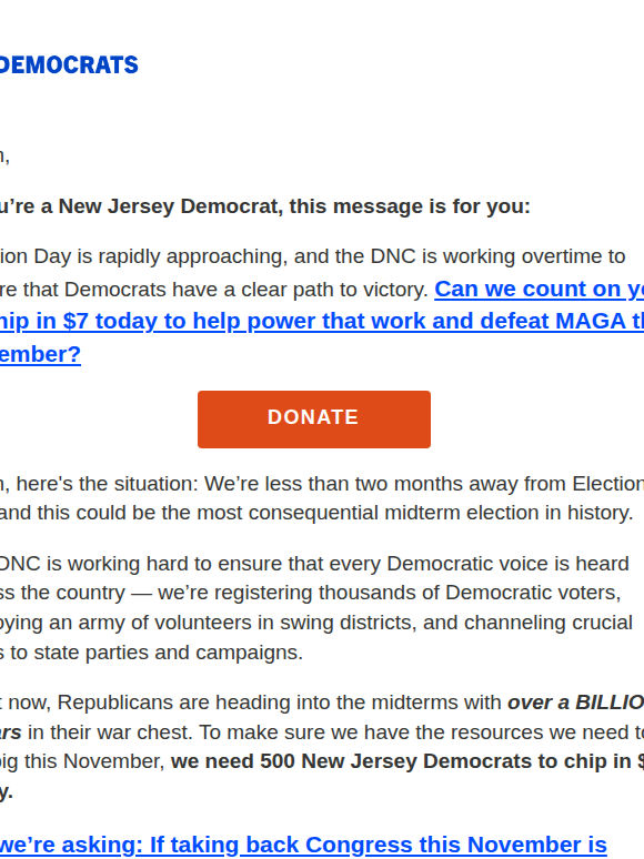 We need 500 New Jersey Democrats