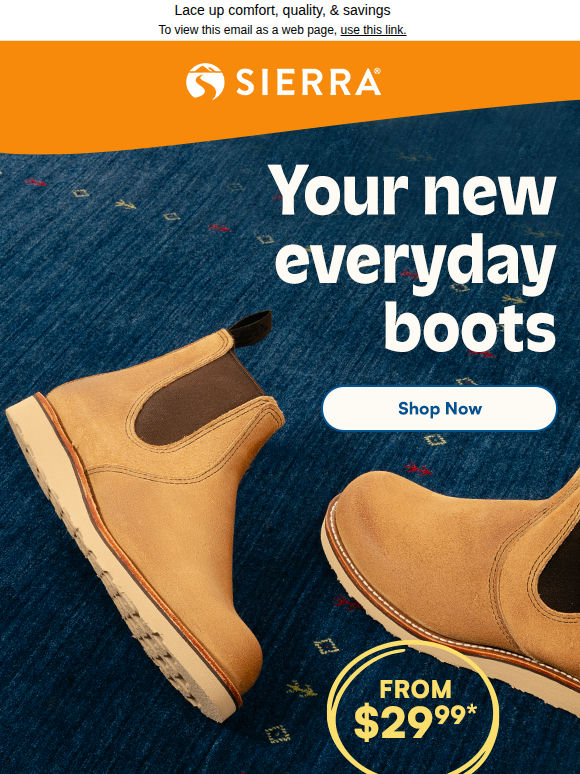 Boots starting at $29.99*