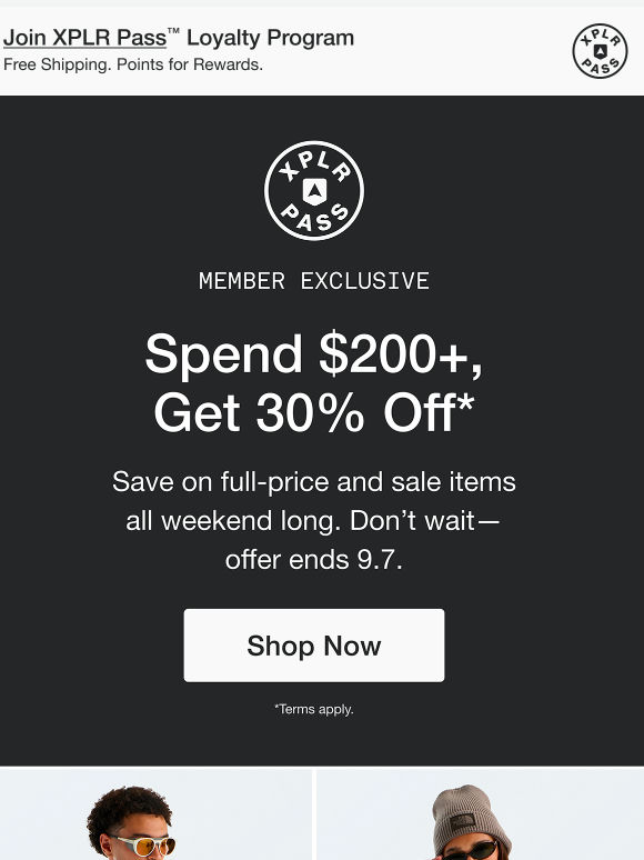 Get 30% off when you spend $200+