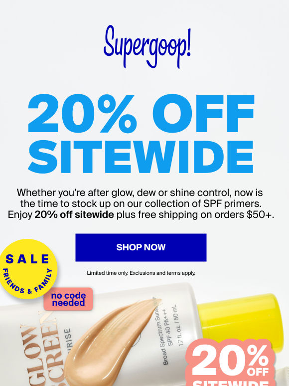 20% off sitewide: shop our SPF primer collection