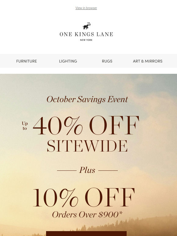 The October Savings Event Starts Now — Up to 40% Off Sitewide