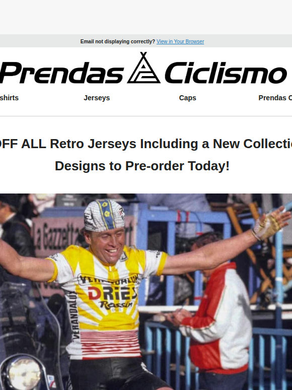 20% OFF ALL RETRO JERSEYS FOR OUR NEW PRE-SALE! Bic, Peugeot, Levis-Raleigh & More! 🏁