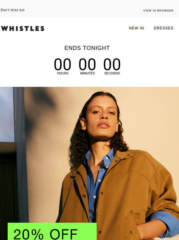 Last chance: 20% off spring jackets* ends tonight
