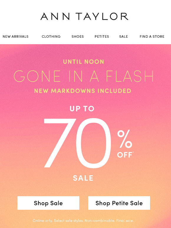 ENDS AT NOON ⌛ UP TO 70% OFF SALE