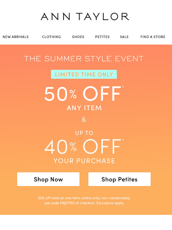 For A Limited Time, Take 50% Off Any Item*
