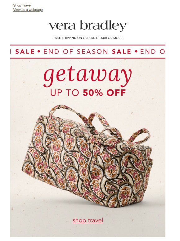 Up to 50% off travel bags, totes, & more
