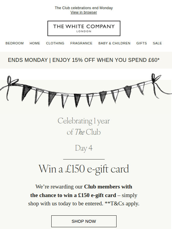 Day 4: win an e-gift card and enjoy 15% off