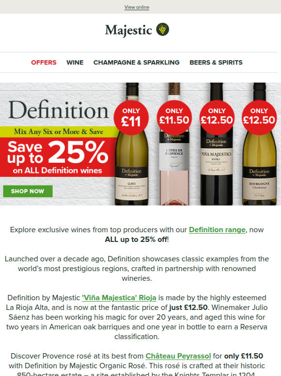 Save up to 25% on ALL Definition Wines