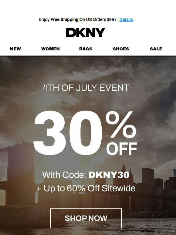 Ending Soon: Enjoy 30% Off With Code: DKNY30