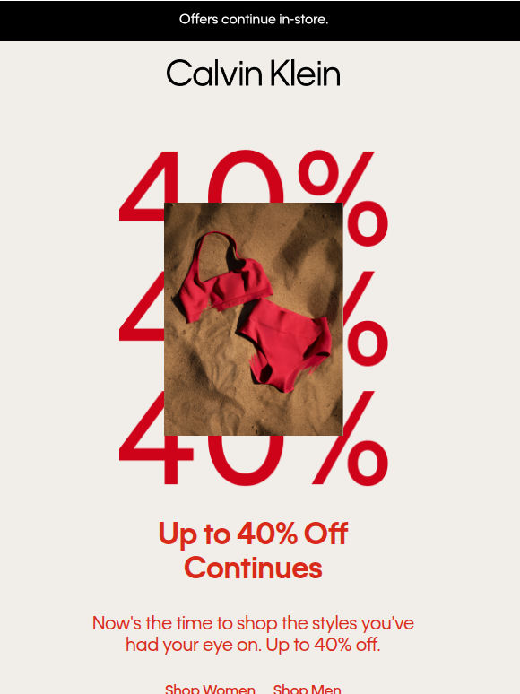 Up to 40% Off Continues