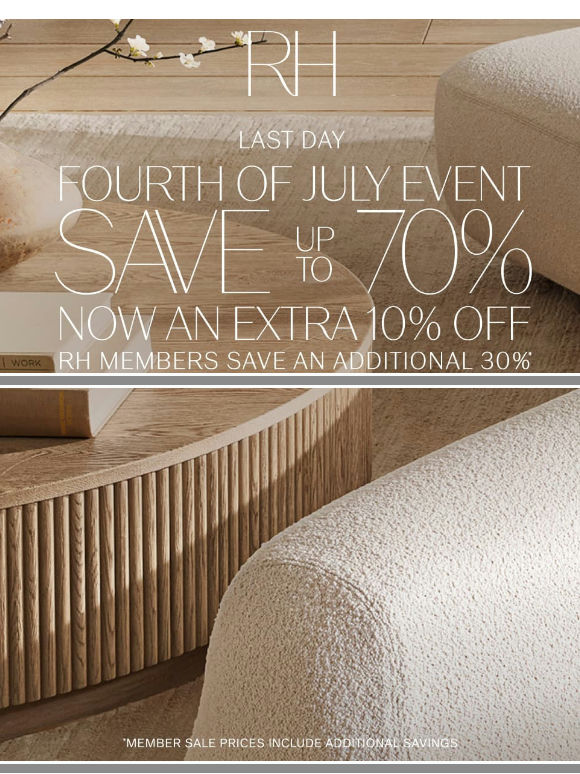 Last Day of the 4th of July Event. Save Up to 70%. Now an Extra 10% Off.