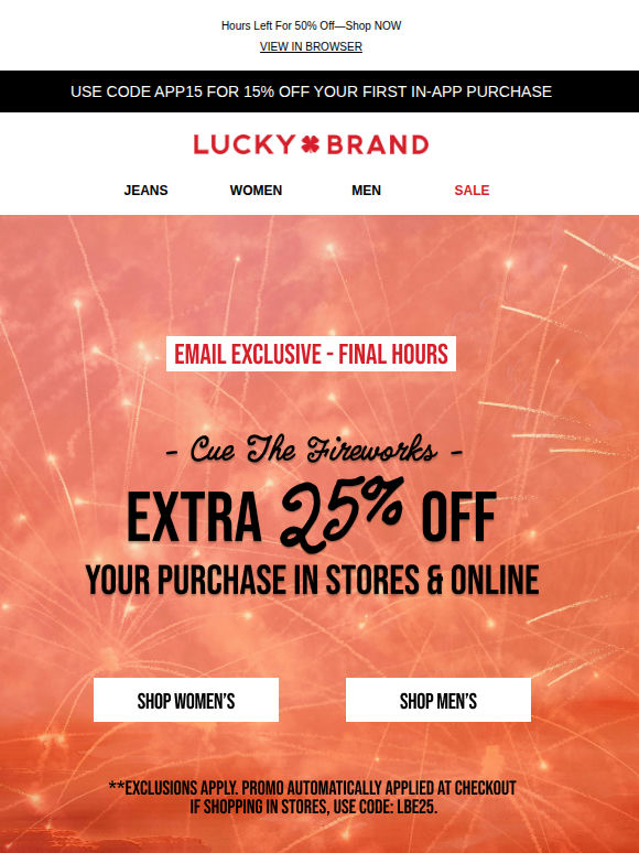 Last Chance For Extra 25% Off Online & In Stores‼️