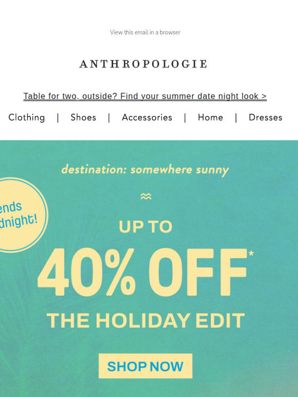 FINAL CALL for 40% off* your holiday