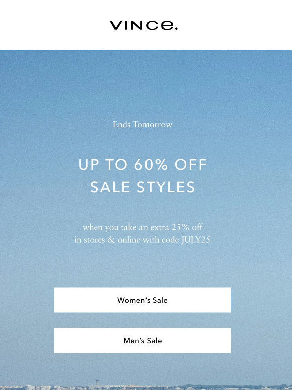 Ends Tomorrow: Up To 60% Off Sale
