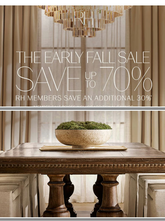 The Early Fall Sale. Up to 70% Off Dining, Living, Bedroom & More.