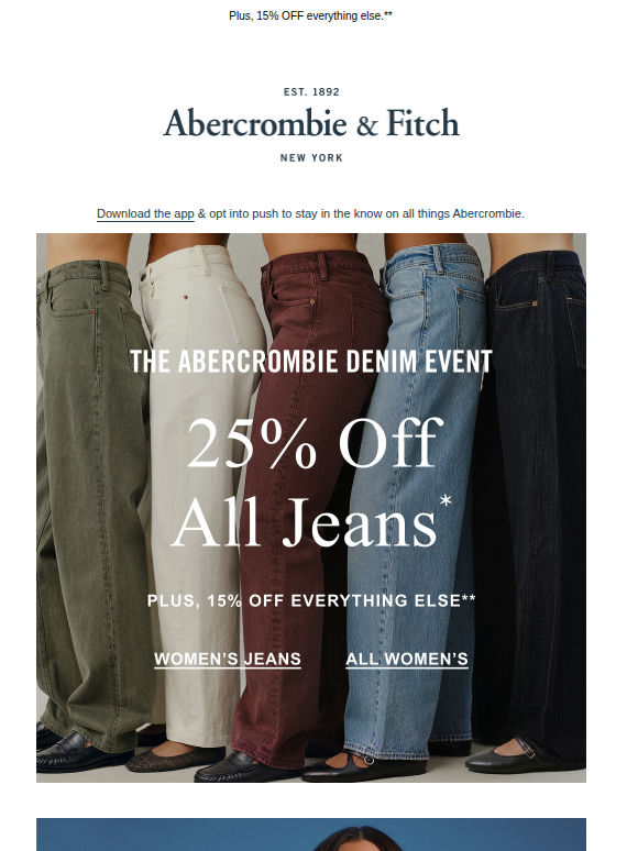 A&F DENIM EVENT | 25% OFF ALL JEANS*