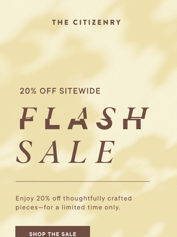 20% off sitewide starts now