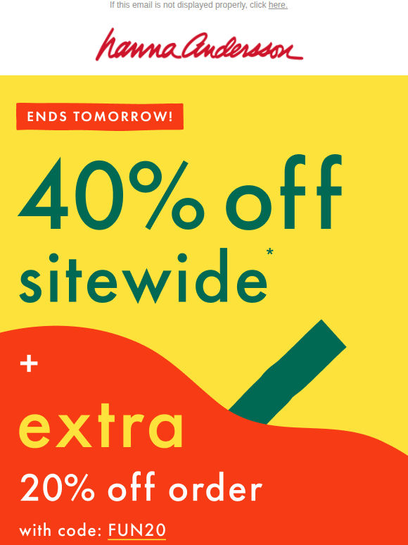 ENDS TOMORROW: Extra 20% Off Order ⏰