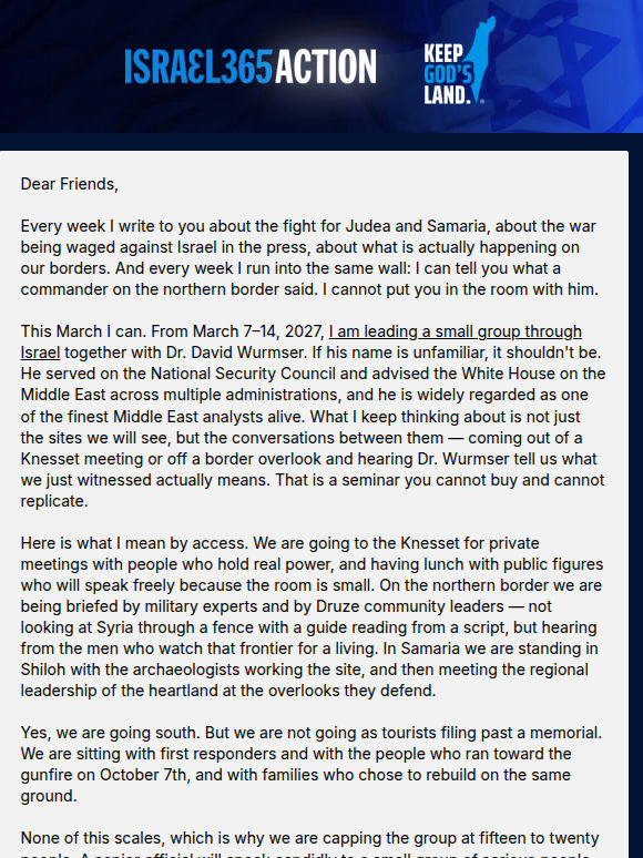 I'm Taking a Small Group to Israel This March