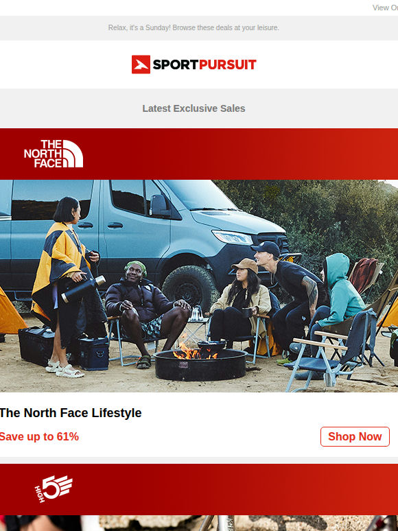 Up to 75% Off: The North Face Lifestyle | High5 | Kjus Golf | Blueball Active Clothing | Lifeventure